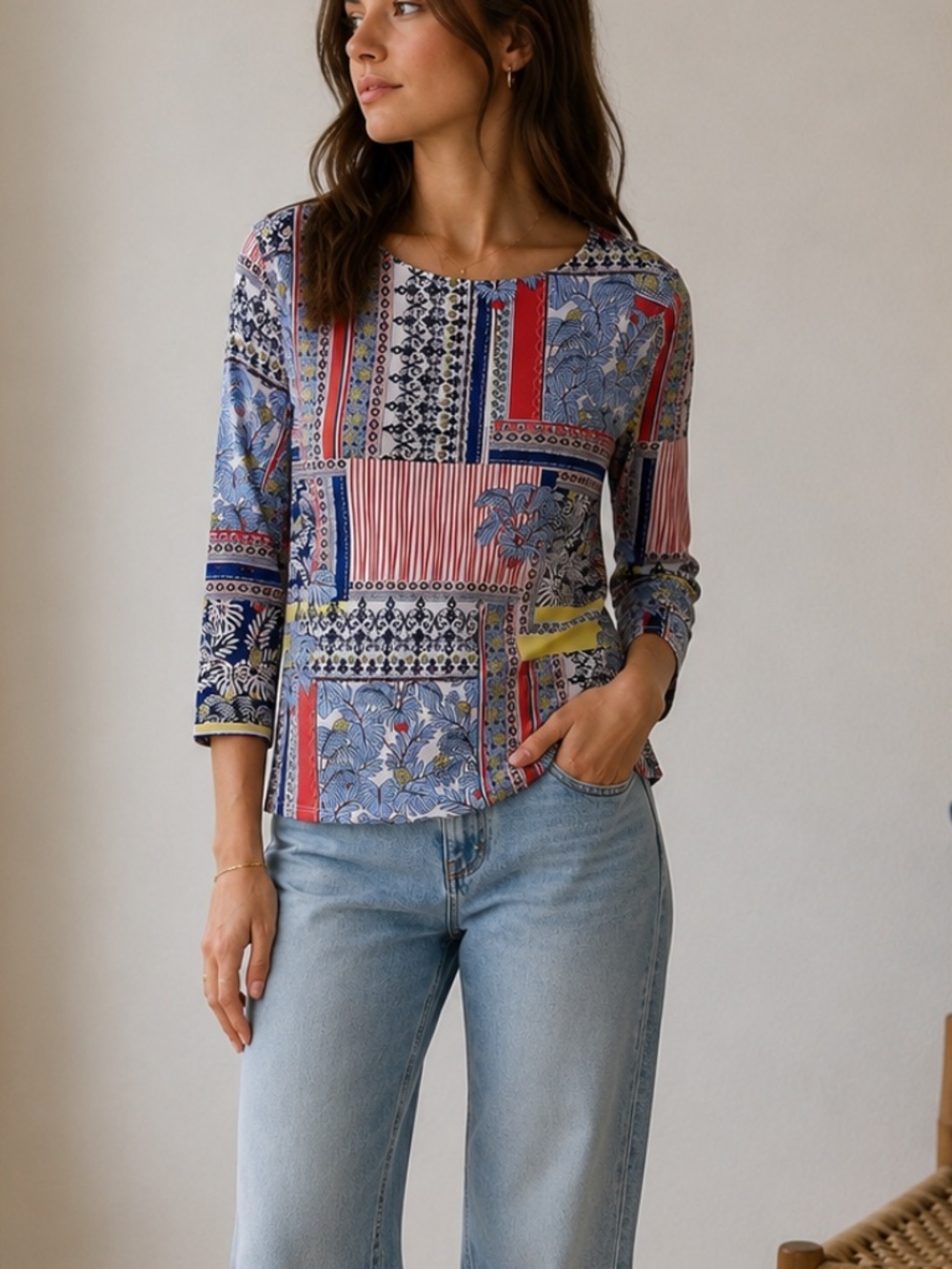 J.McLaughlin Wavesong Catalina Cloth Tropical Print Top S